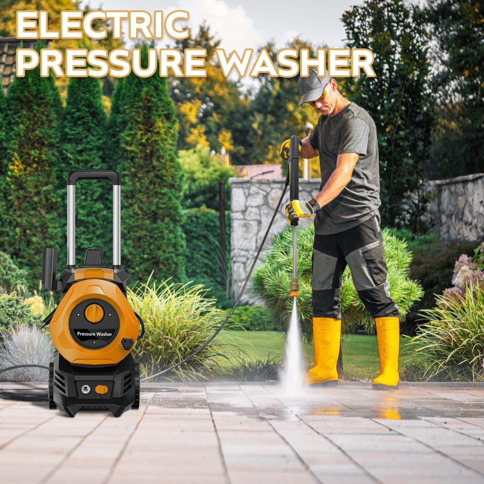 Pressure Washer 4200PSI 2.5GPM, Steel Lance, Total Stop System, for Garden