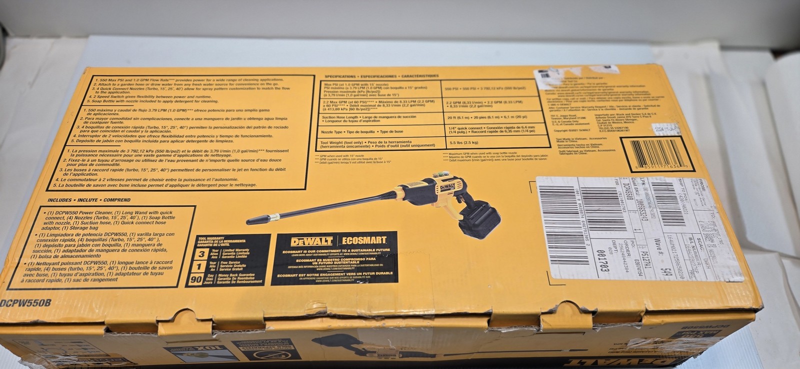 DeWalt 550 PSI Power Cleaner (Tool Only) DCPW550B LOCAL PICK UP ONLY