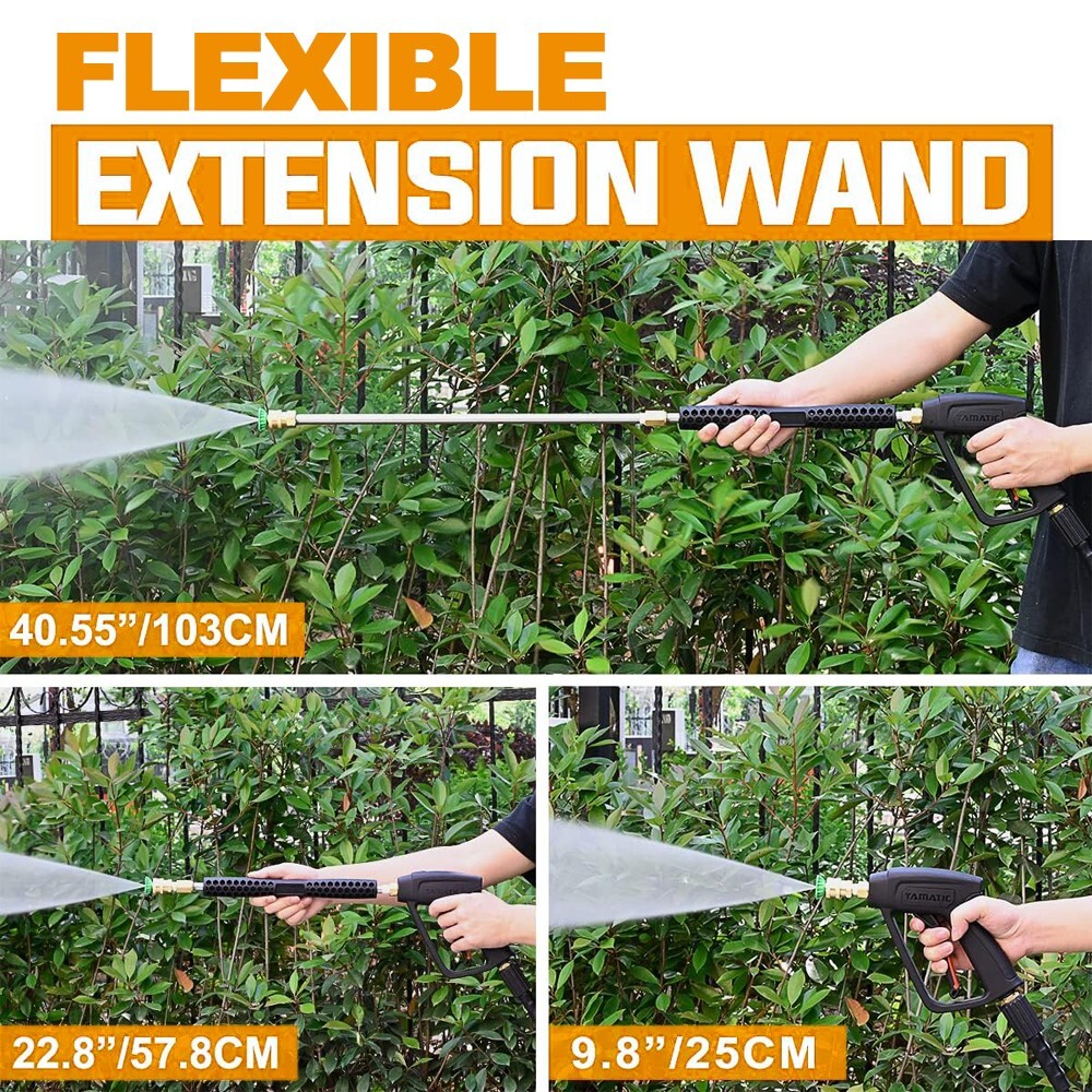 YAMATIC Pressure Washer Gun and Wand with M22 Male Inlet 1/4″ Quick 4000 PSI