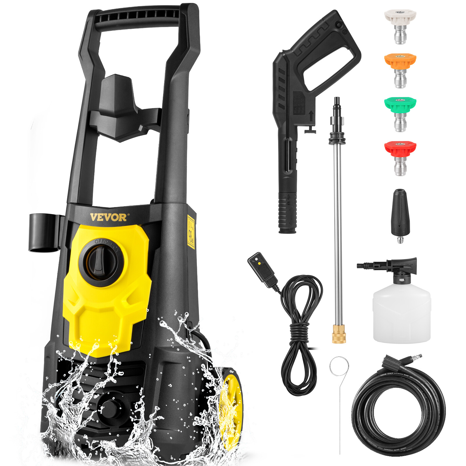 VEVOR Electric Pressure Washer 2000 PSI 1.65 GPM Power w/ 30 ft Hose 5 Nozzles