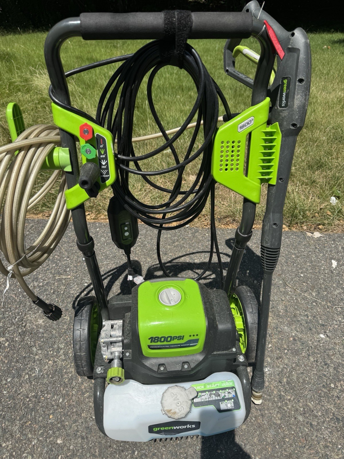 Greenworks 1800 PSI Corded Electric Cold Water Pressure Washer Wheeled Soap Tank