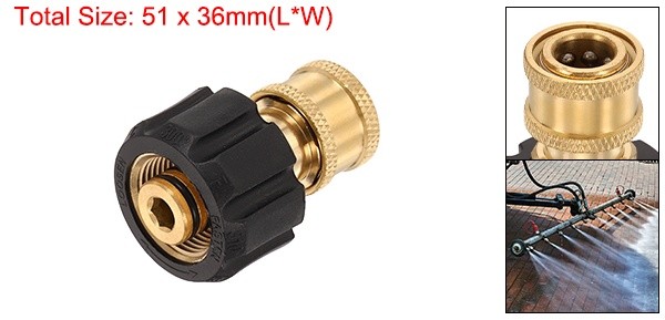 Pressure Washer Adapter M22 14mm Female to 1/4″ Female Quick Plug Brass Fitting