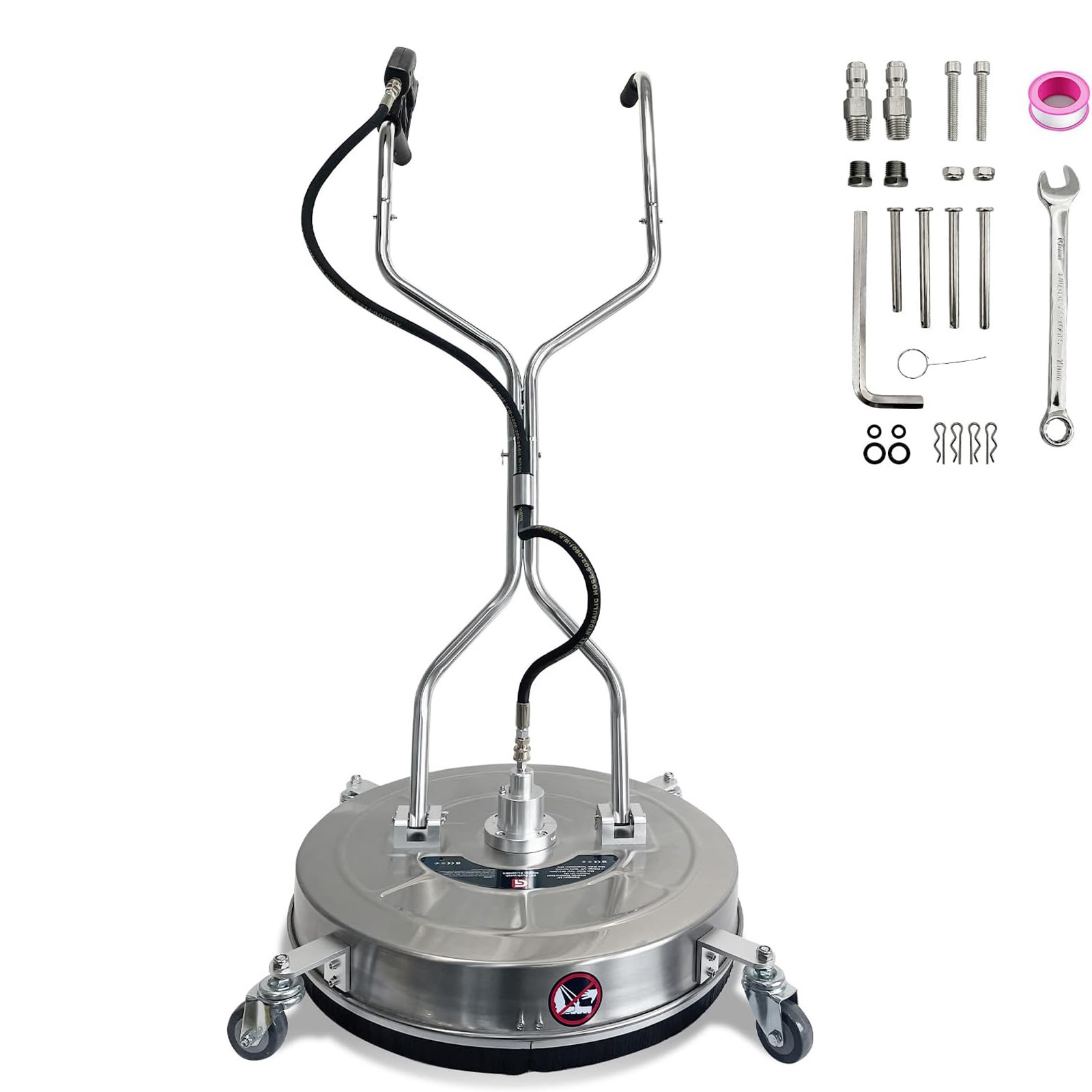 20″ Pressure Washer Surface Cleaner w/ Handles & Wheels 4600PSI Stainless Steel