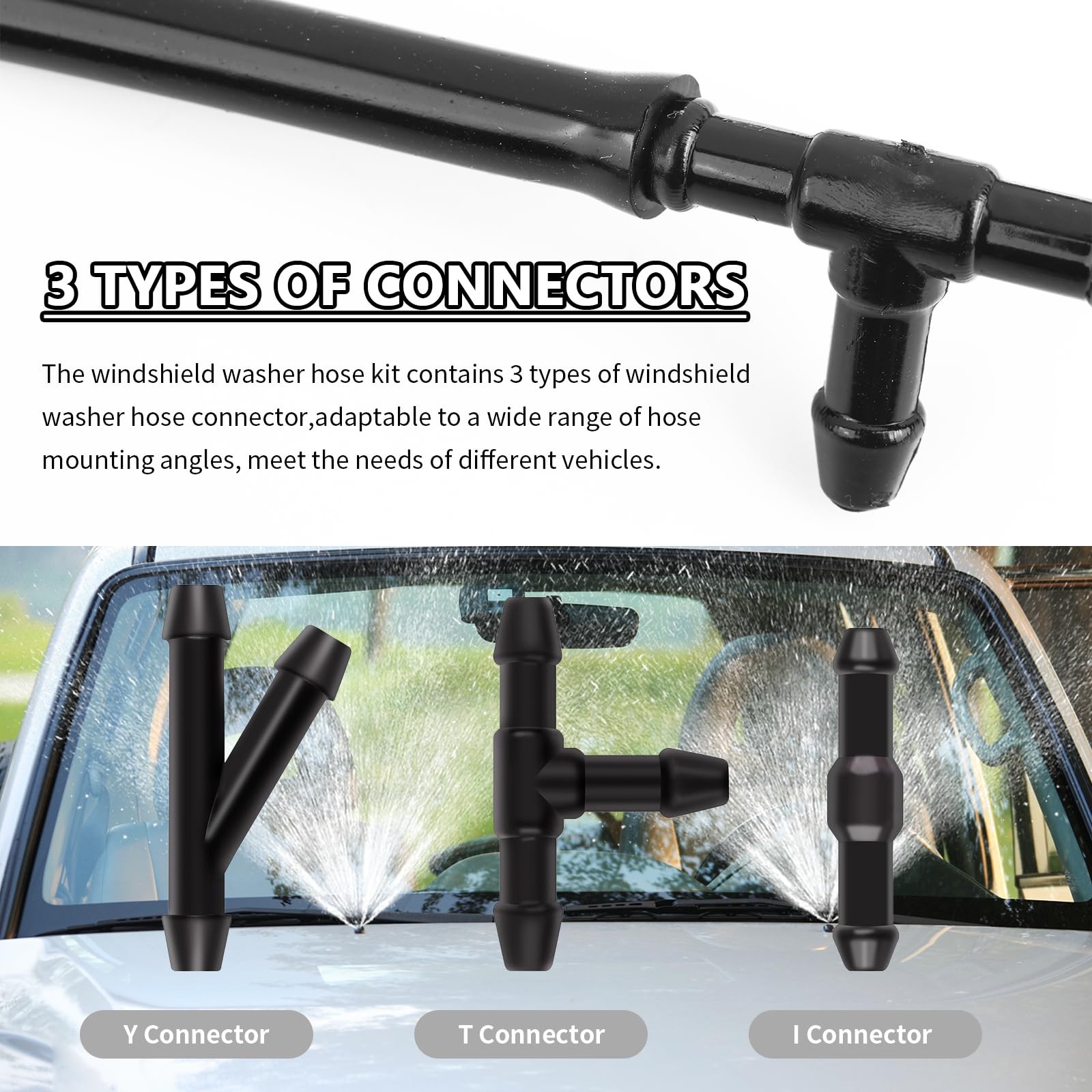 22PCS 13Ft Windshield Washer Hose Repair Kit,Windshield Washer Nozzle Replacemen