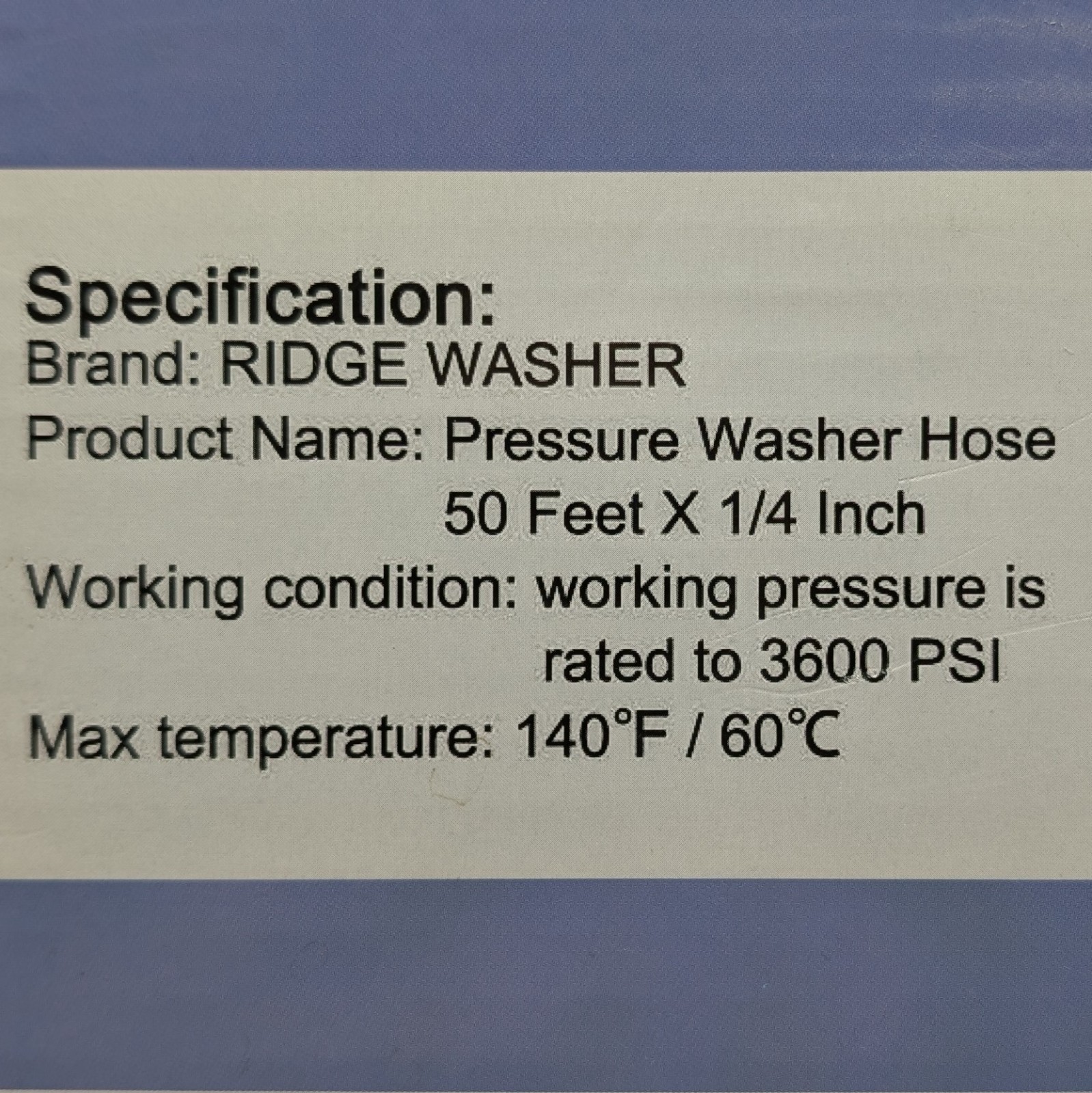 RIDGE WASHER Pressure Washer Hose 50 FT, 1/4 Inch for Most with M22 14mm Fitting