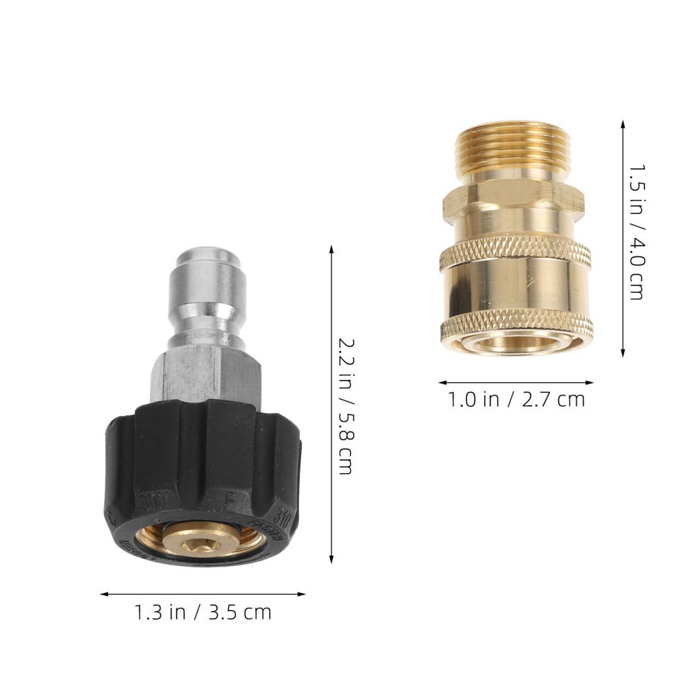 2 Sets Reusable Brass Power Washer Hose Adapter Quick Connect Fittings Black