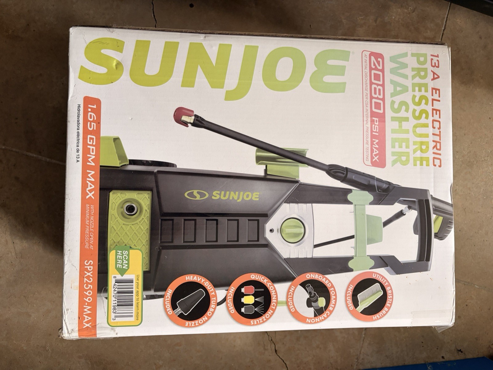 SunJoe Electric Pressure Washer – SPX2599 1.65 GPM 2080 psi NIB