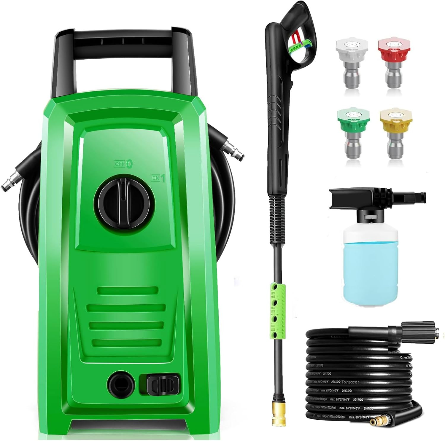 4500PSI Elecrtric Power Washer Small Portable Pressure Washer 20FT Hose, 4 Nozzl