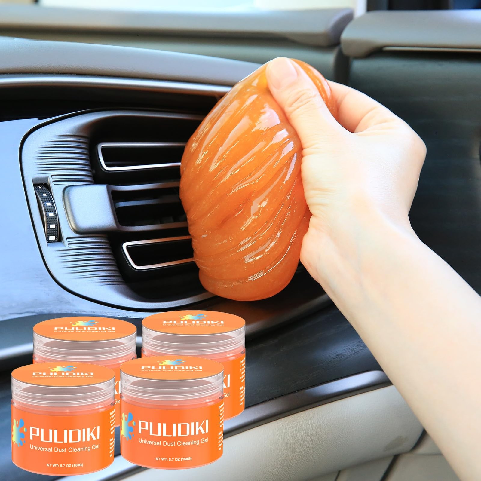PULIDIKI Car Cleaning Gel for Putty Auto Orange(4Pack)