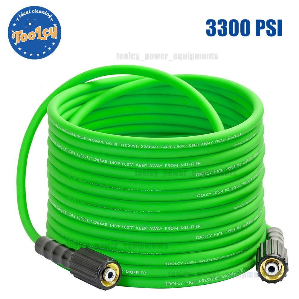 TOOLCY Super Flexible Pressure Washer Hose 3300 psi 100ft, 1/4″ M22 Kink Resist