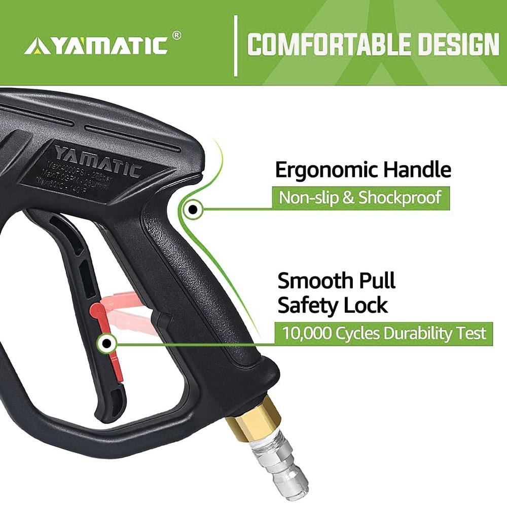 YAMATIC Pressure Washer Hose 50 ft x 3200 psi, Car Washer Gun 3700 psi, Lance