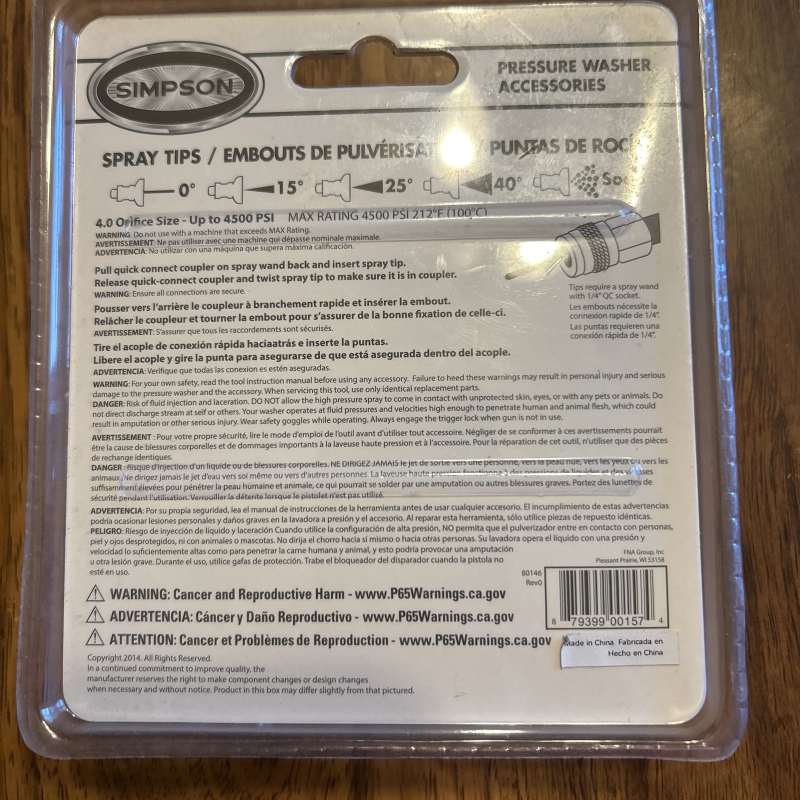 Simpson 4500 PSI Pressure Washer Nozzle Tips Universal Quick Connect Set