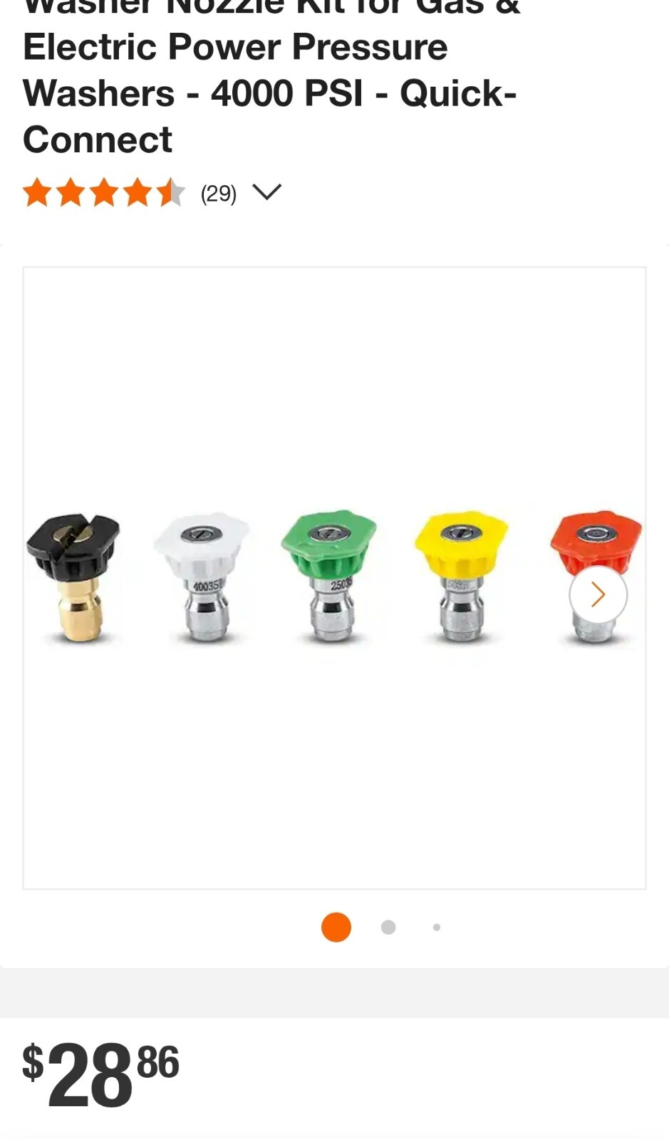 Karcher 5-Piece Quick-Connect Spray Nozzles – 4000 PSI for Gas Washers