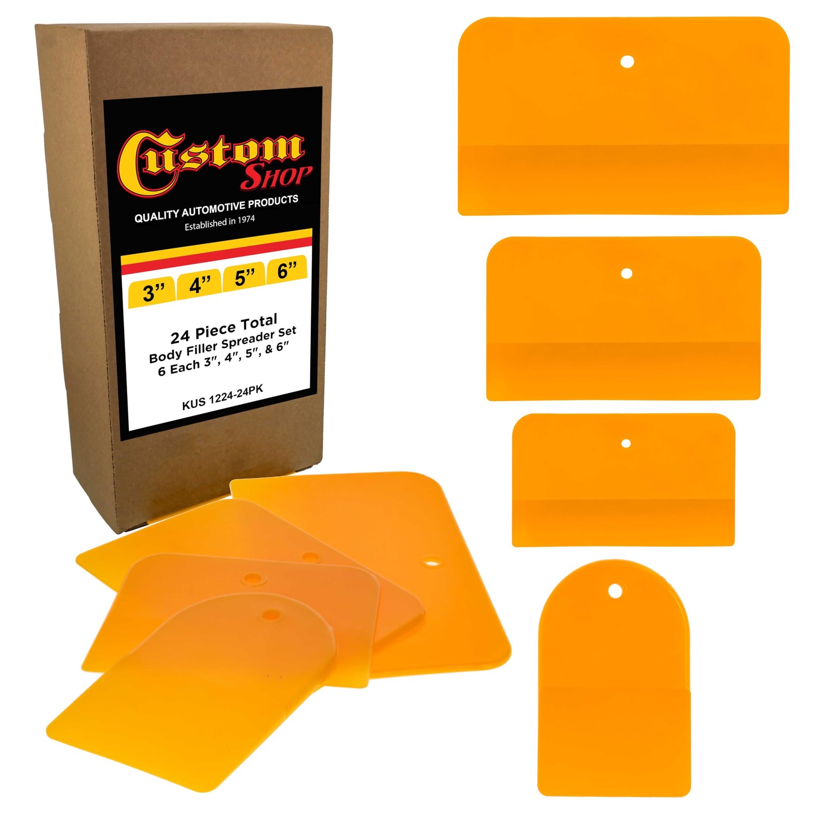 Custom Shop 4, 5, & 6 Inch Plastic Body Filler Spreader Tools Variety Pack 2