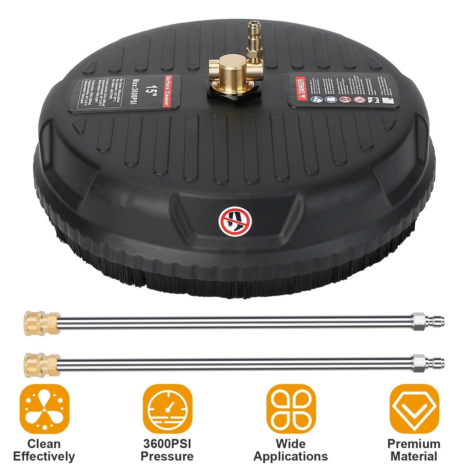 15″ Pressure Washer Surface Cleaner with 2 Extension Wand Quick Connect 3600PSI