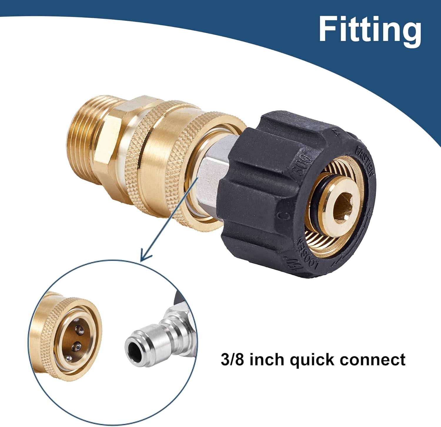 4Pcs Pressure Washer Adapter Set M22 14mm to 3/8 Inch Quick Connect Female Male