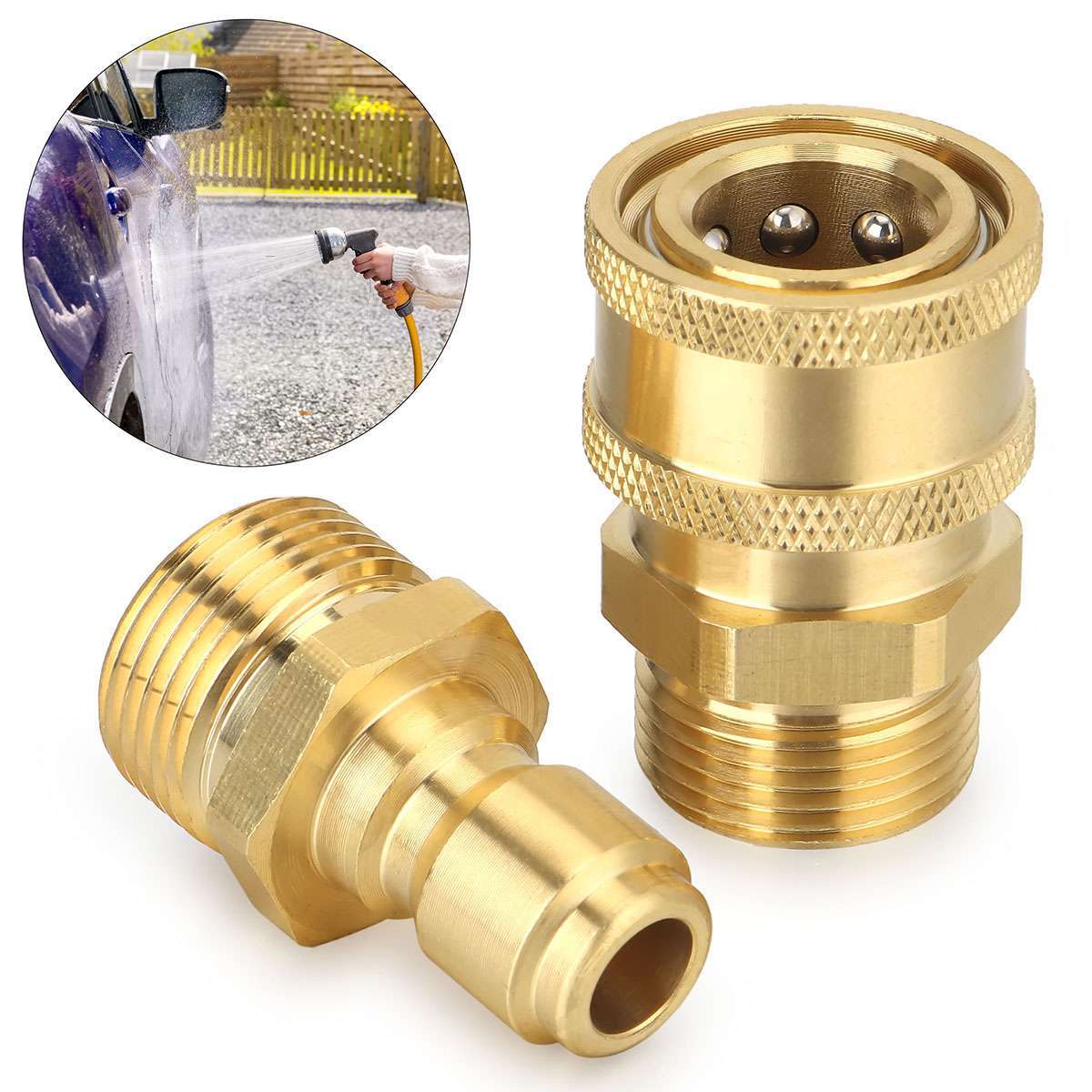 3/8″ M22 Brass Pressure Washer Quick Release Connect Fitting Coupling Adapter