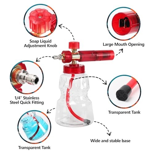 Foam Cannon Kit with Graffiti Short Pressure Washer Gun Red-Foam Cannon Kit