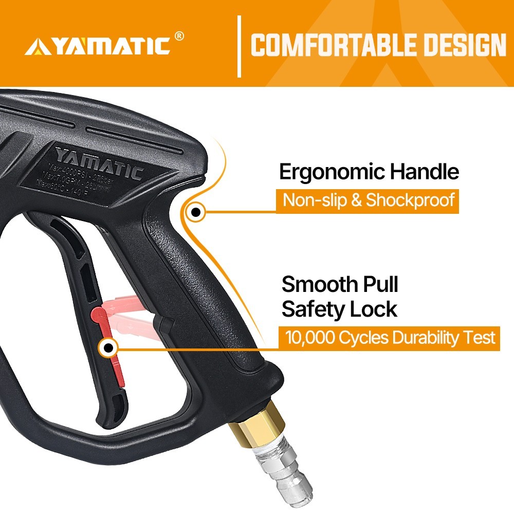 YAMATIC Pressure Washer Gun with Easy Pull Trigger, Power Washer Hose 50 FT