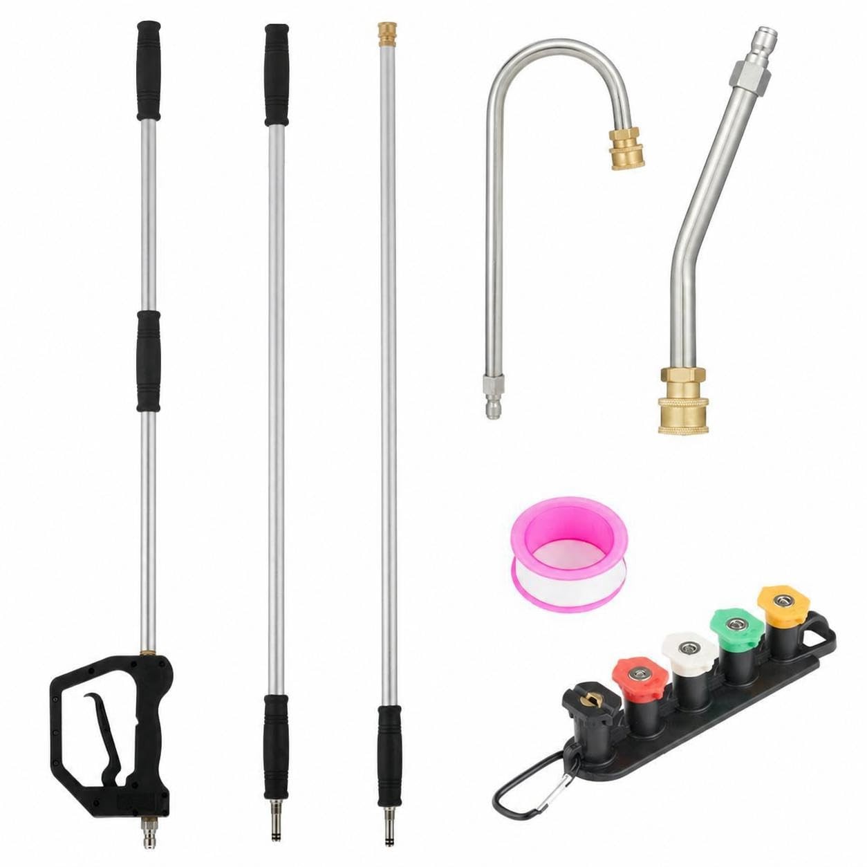 12FT Adjustable Pressure Washer Extension Wand Set , Telescopic Aluminum Lance