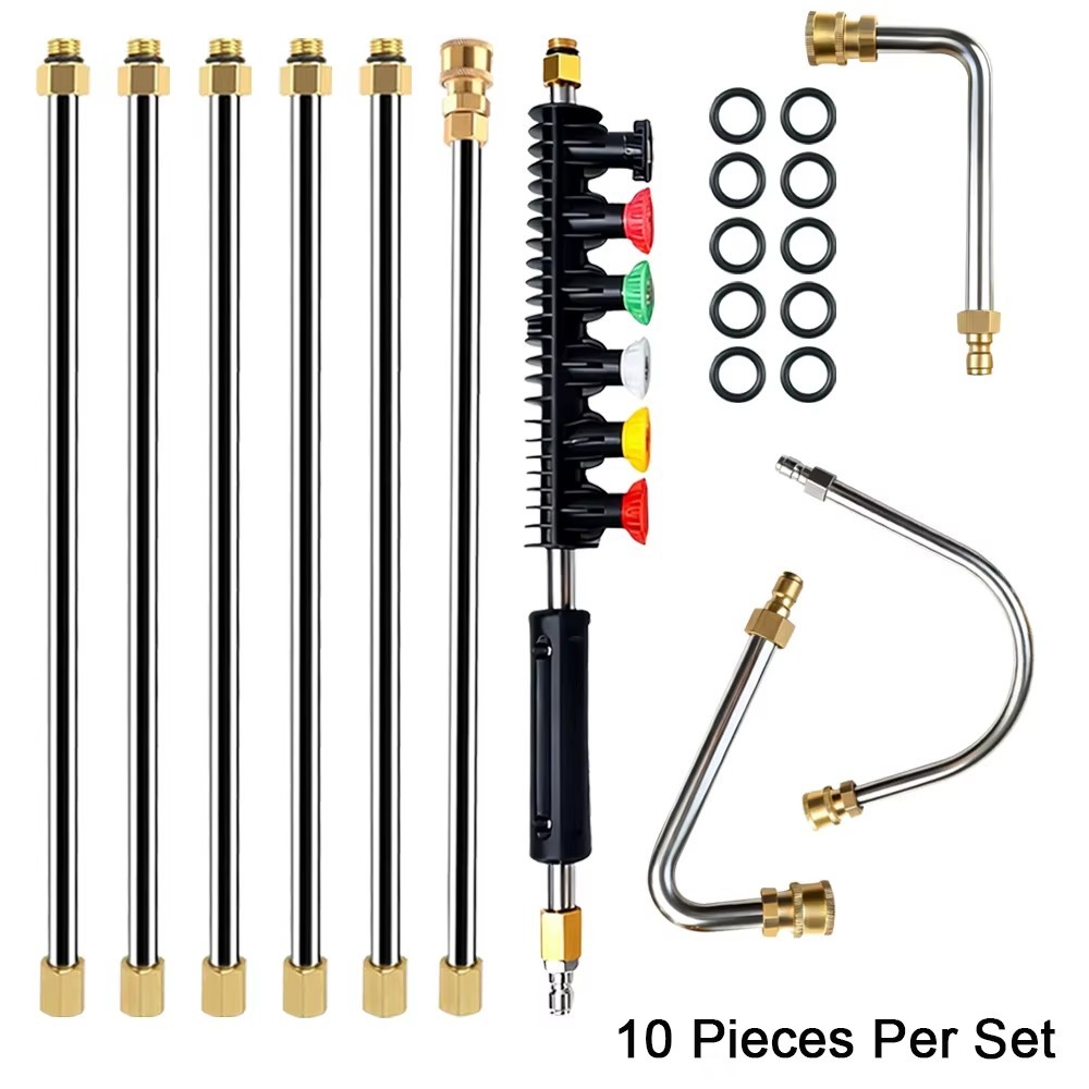 High Pressure Washer Extension Wand 1/4 Set of 10 39cm 40cm Straight Pole