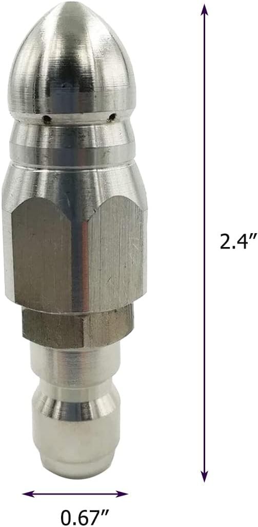 Sewer Jetter Nozzle,Stainless Steel,Pressure Washer Drain Jetter Hose Nozzle,…