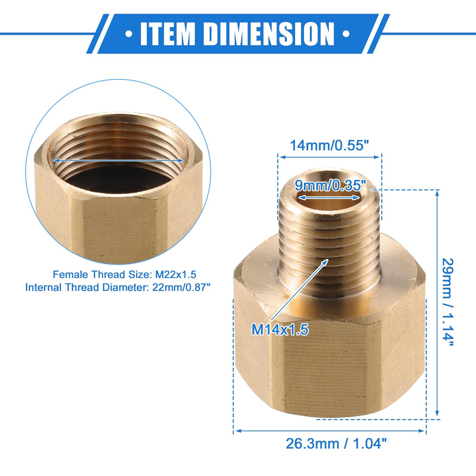 Pressure Washer Connector, G1/4″ to M14x1.5 Male Adapter Brass Screw Hose Con…