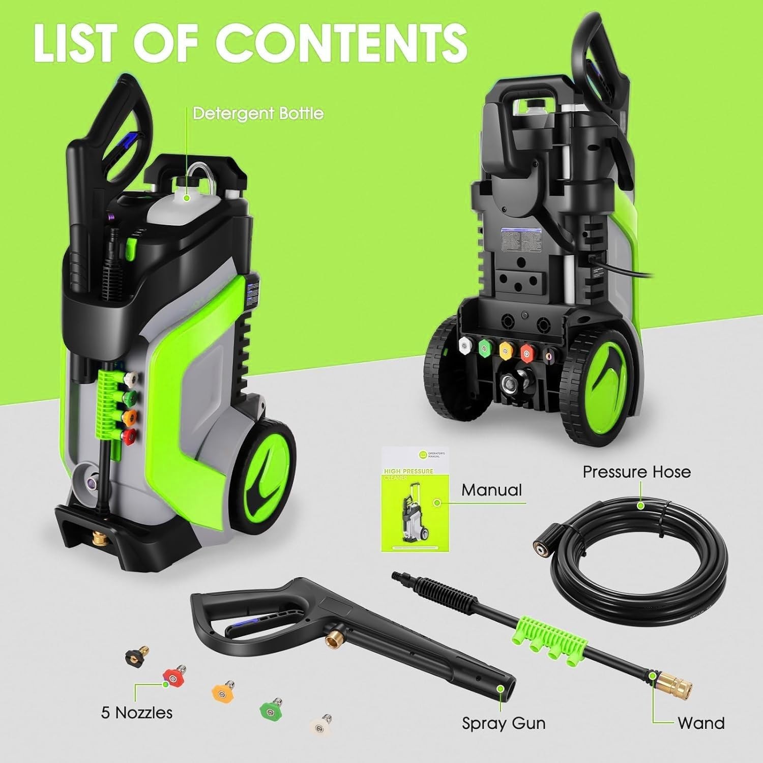 5000PSI Pressure Washer 4.0GPM High Power Washer with M22-14mm Pressure Hose 33F