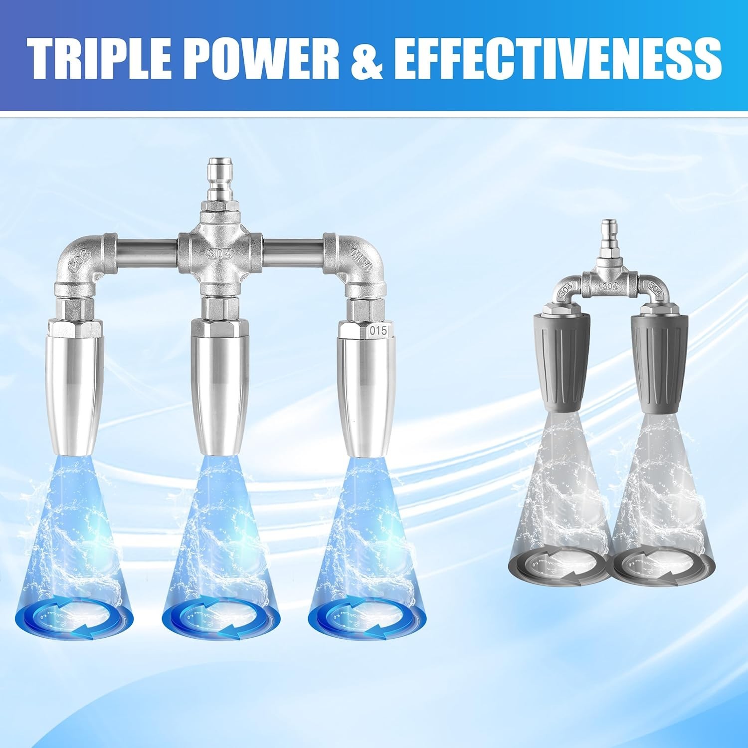 Triple Turbo Nozzle Pressure Washer, Stainless Steel 360° Rotating Turbo Tip …