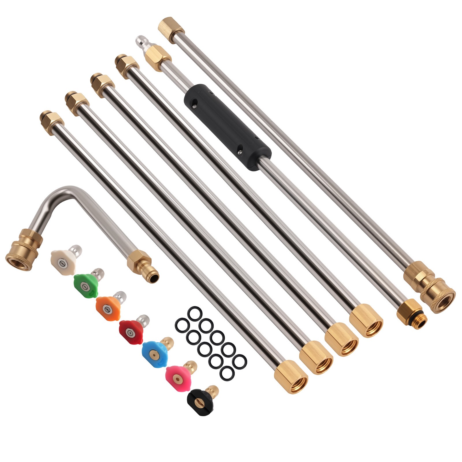 15in Pressure Washer Extension Wand Stainless 1/4in Quick Connect w/ 7 Nozzle