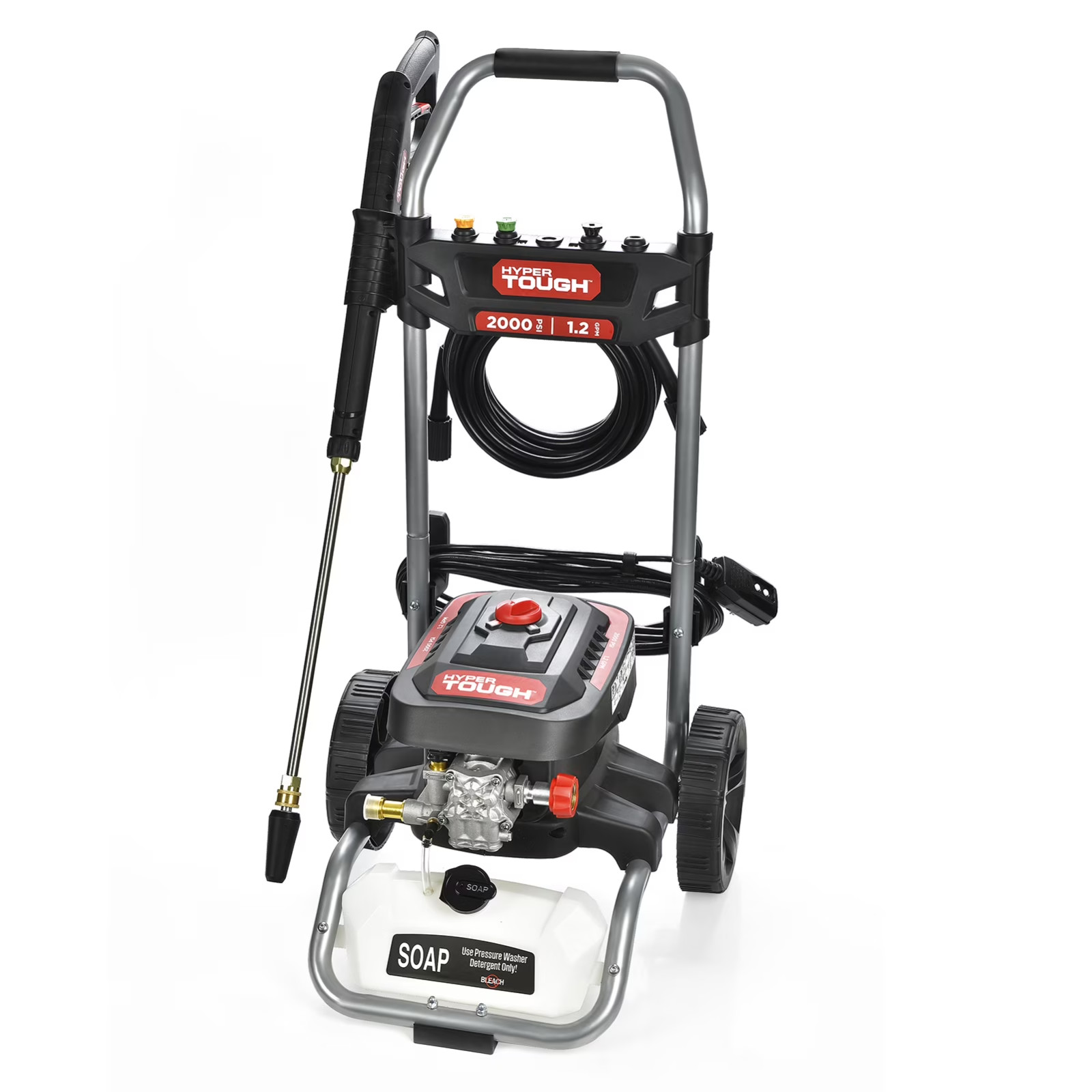 Hyper Tough Electric Pressure Washer, 2000 PSI, 1.2 GPM, 1800W Motor, Cold