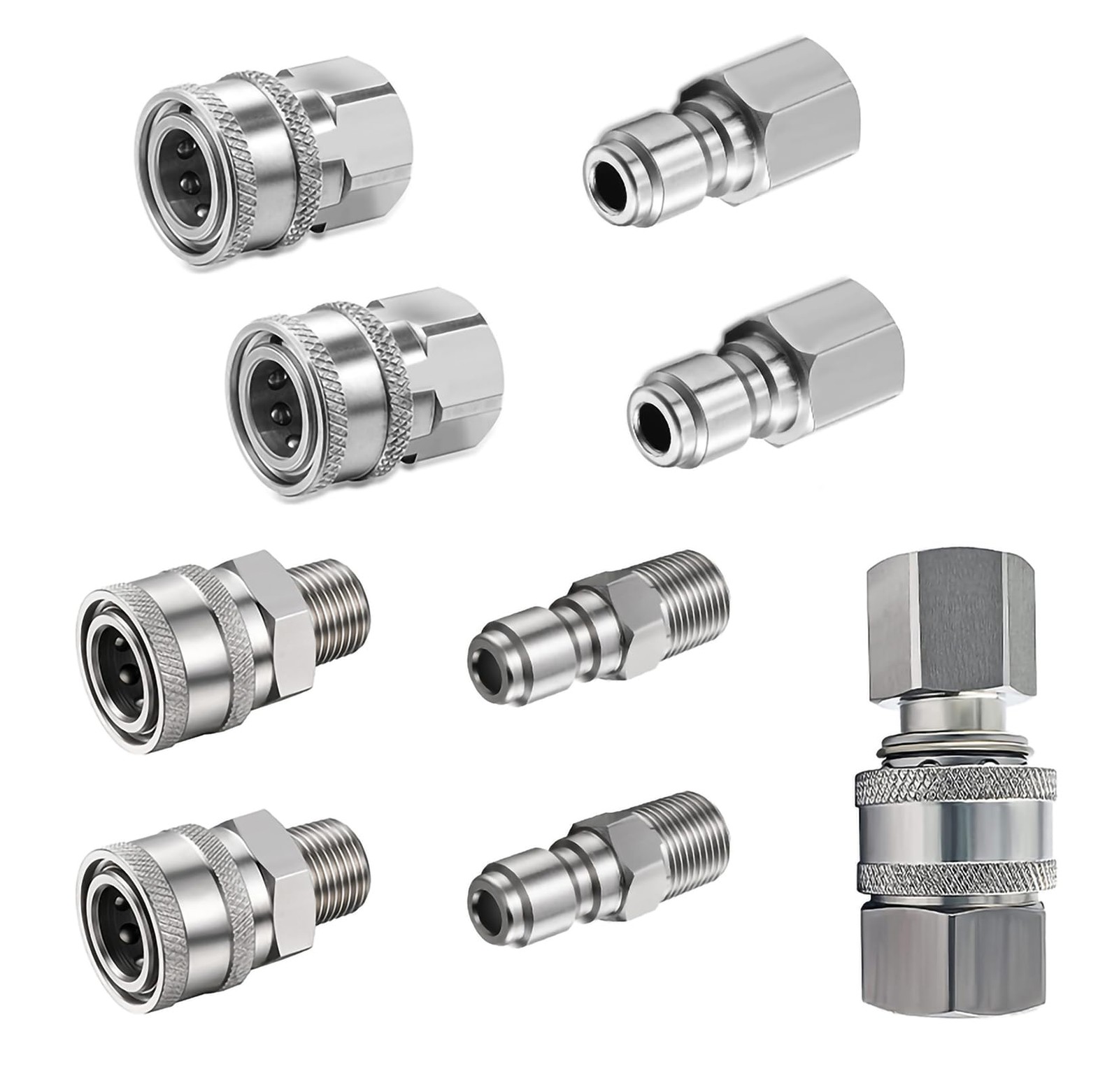 4PCS 3/8 Quick Connect Fittings Kit, Stainless Steel Adapter Set, Female, Male