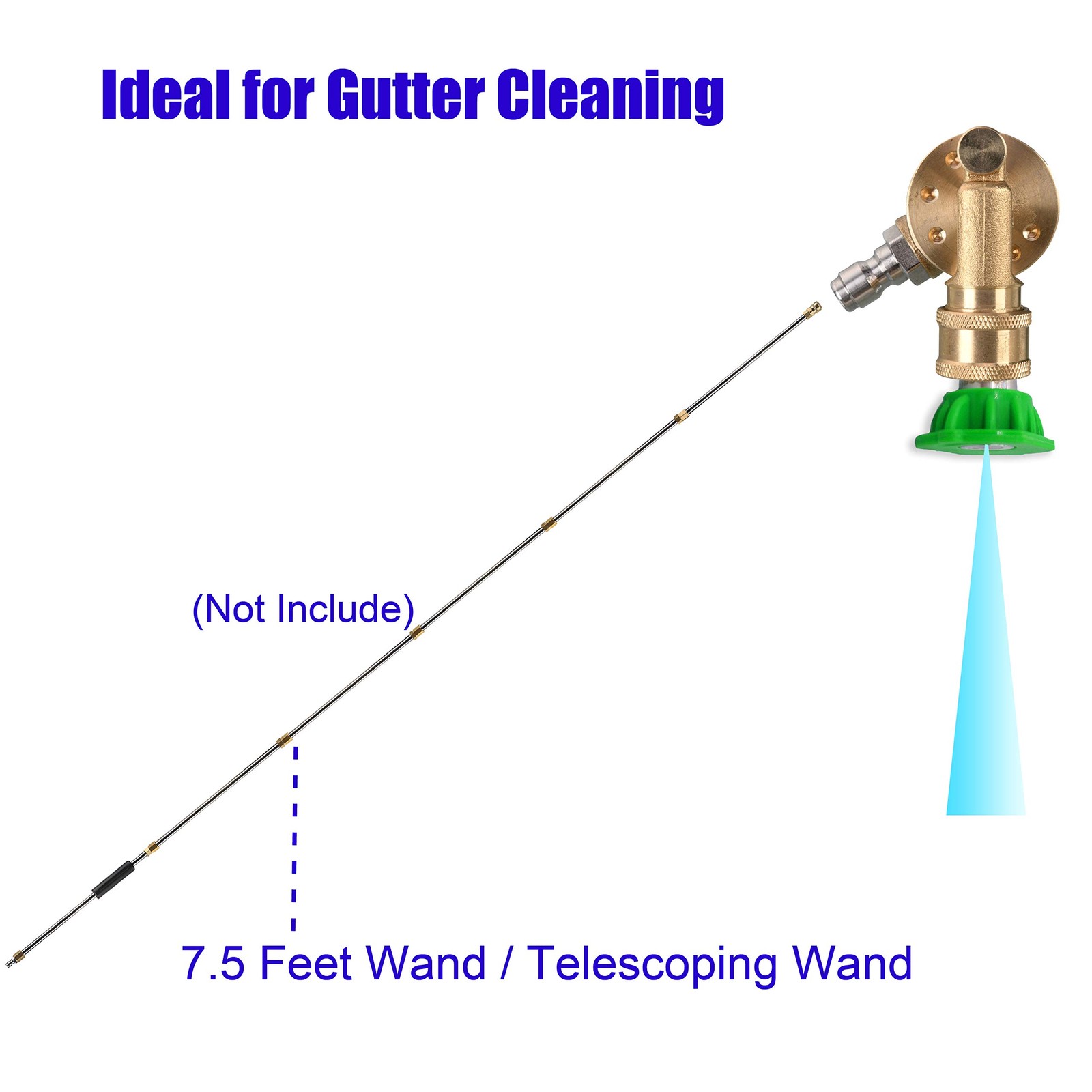 Pivoting Coupler for Pressure Washer Tips, Gutter Cleaner