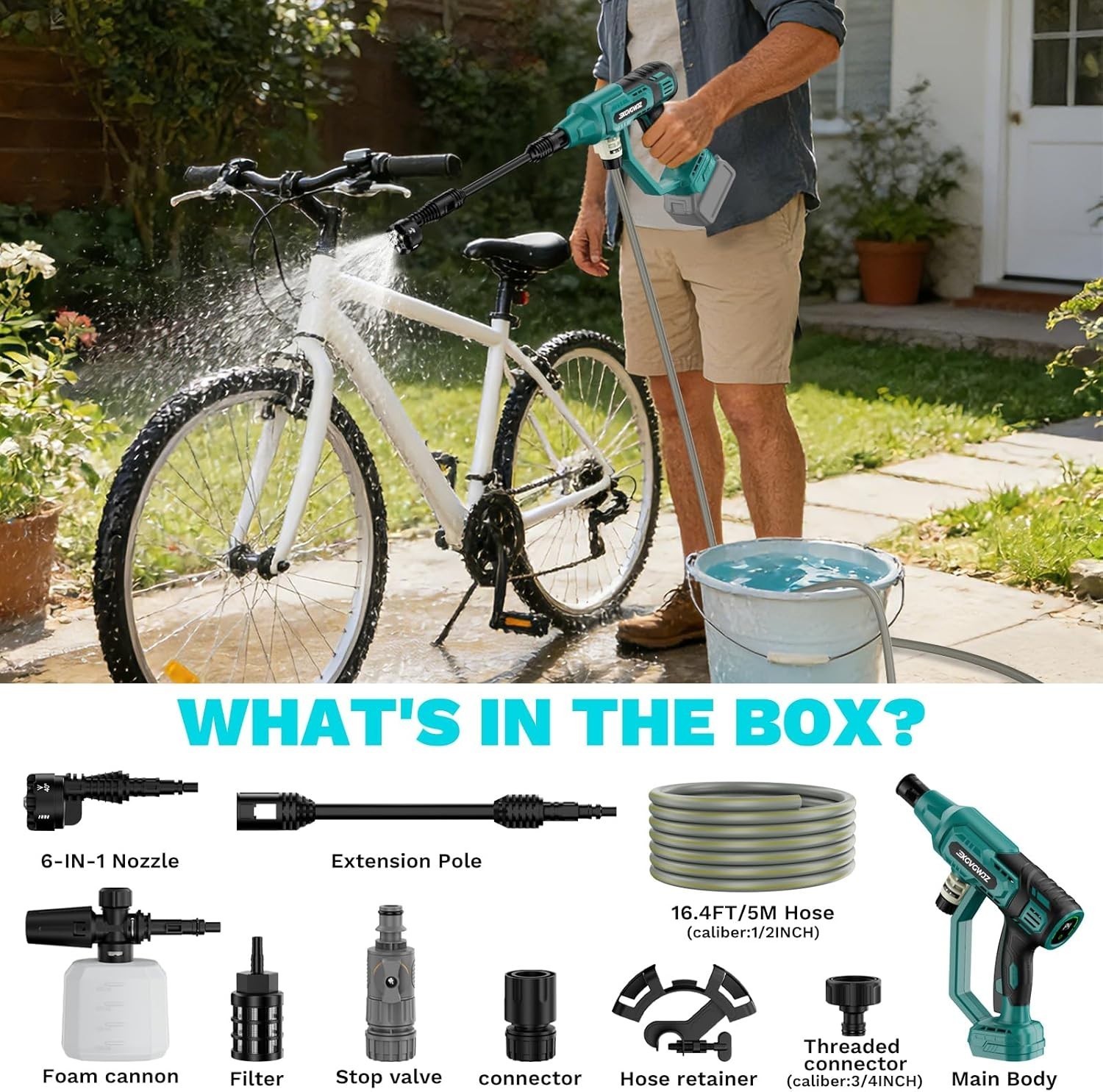 Cordless Power Washer for Makita 18V Battery, Portable Handheld Pressure Washer