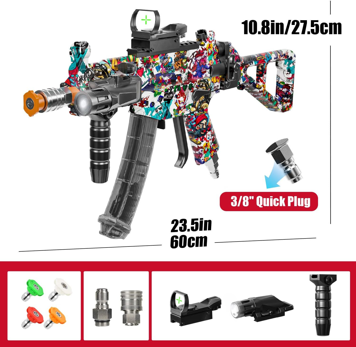 MP5 Model Pressure Washer Gun with Swivel & 4 Nozzles, 3600 PSI High Pressure Sp