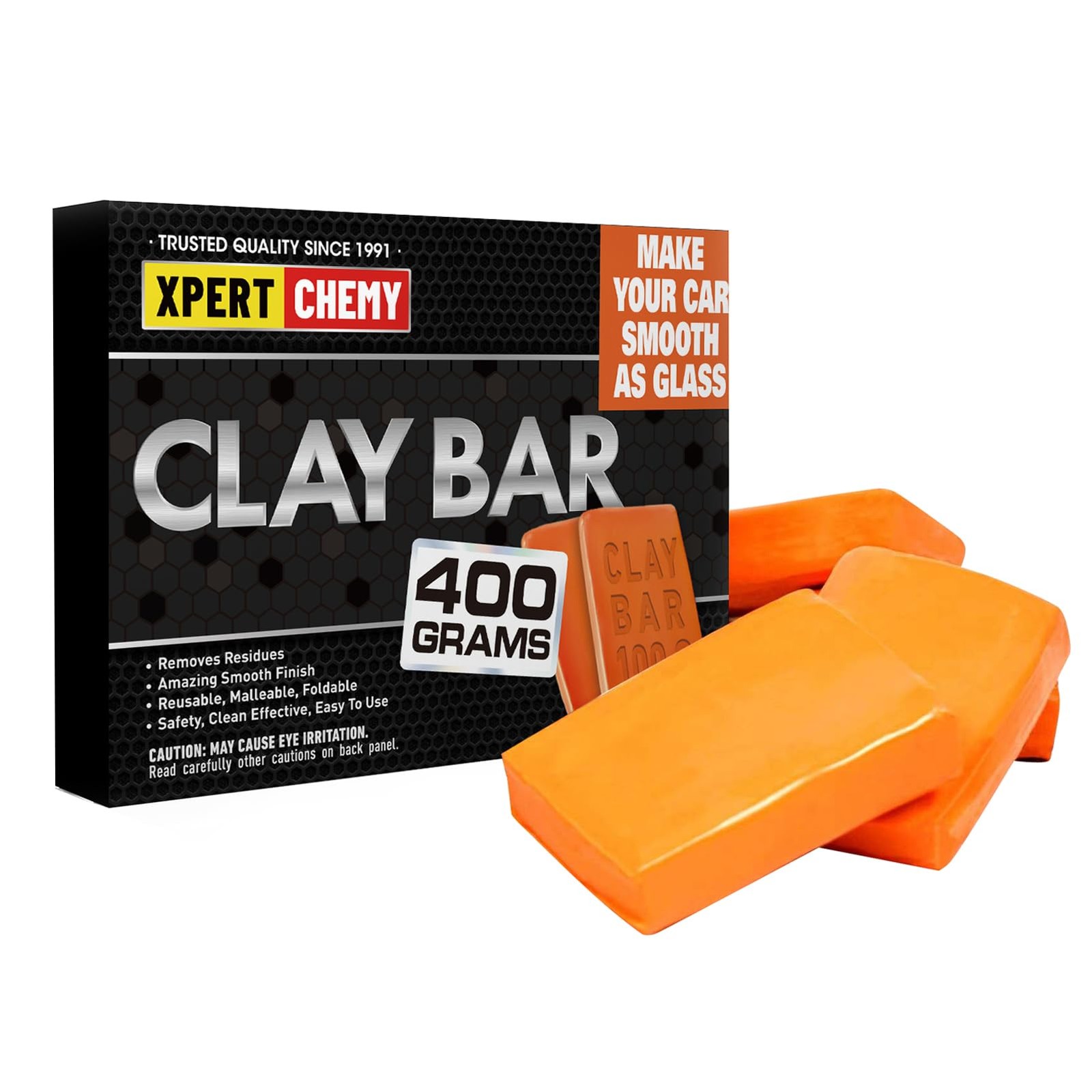 XPERTCHEMY Car Clay Bar 4 Pack 400g(4x100g), Auto Detailing Premium orange
