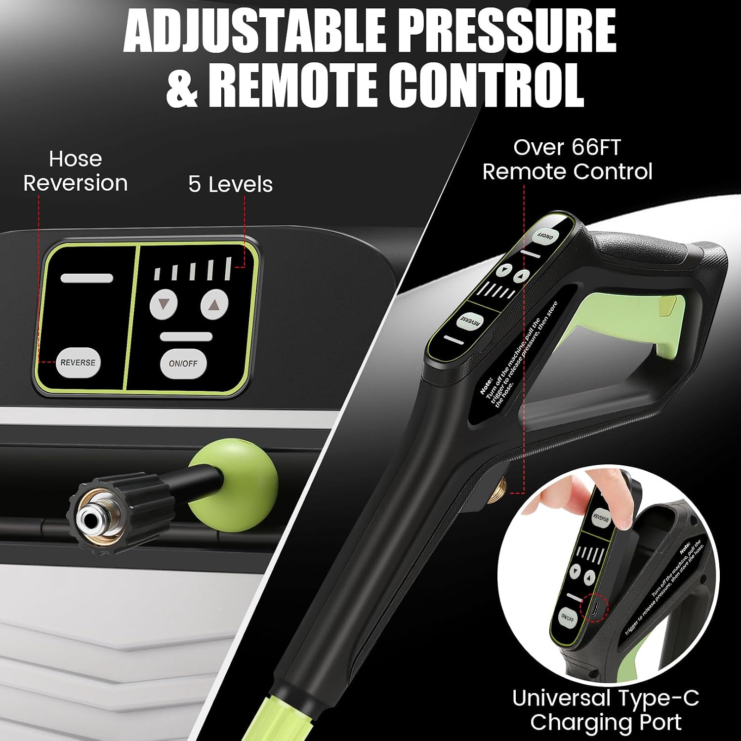 Wall Mounted Pressure Washer – Max 5500 PSI 3.6 GPM, 5 Levels Power Washer with