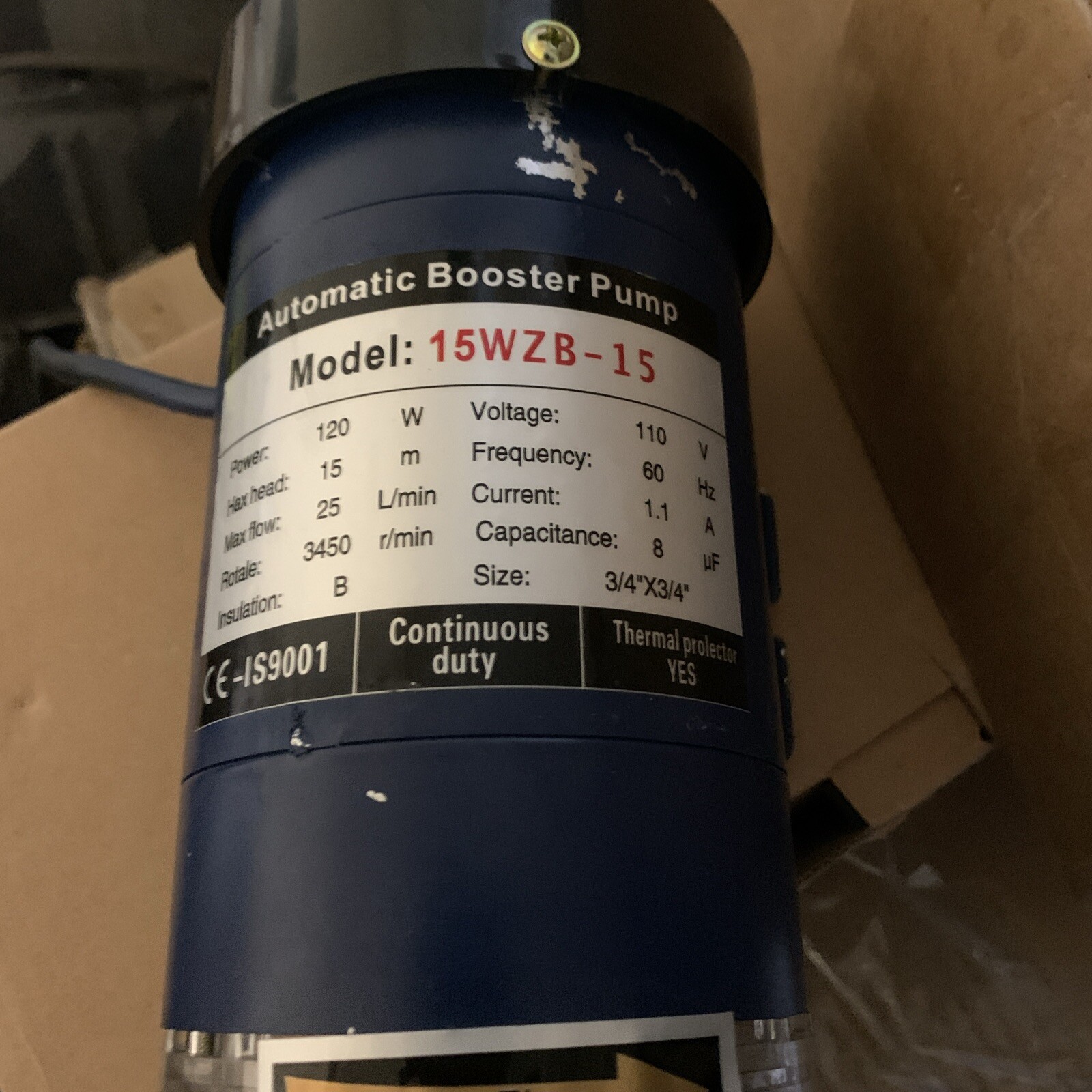 120W Water Pressure Booster Pump 115V 21.7 PSI with Automatic Flow Switch BrasNt