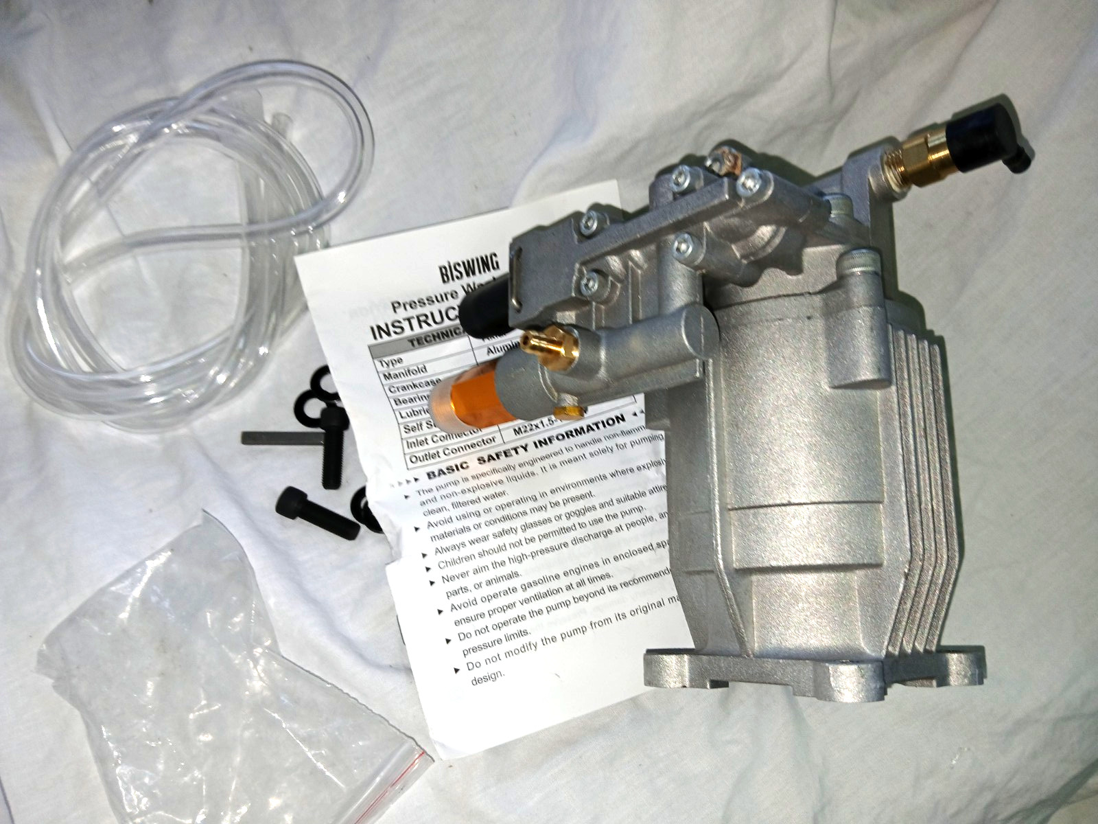 Biswing Horizontal Pressure Washer Pump 3/4″ Shaft Axial 3400 PSI 2.5 GPM 6.5-7H