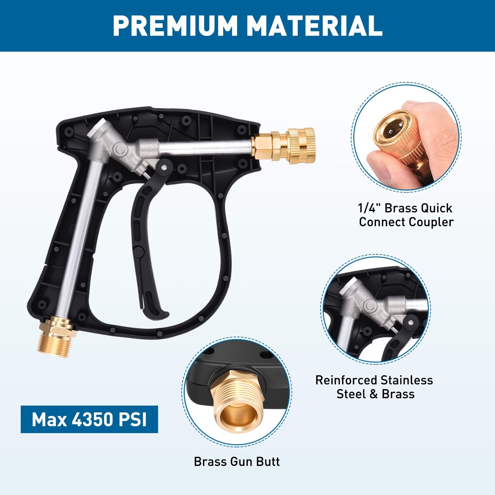 Pressure Washer Short Gun with Foam Cannon, 3/8″ Thread x Quick Socket, M22-1…