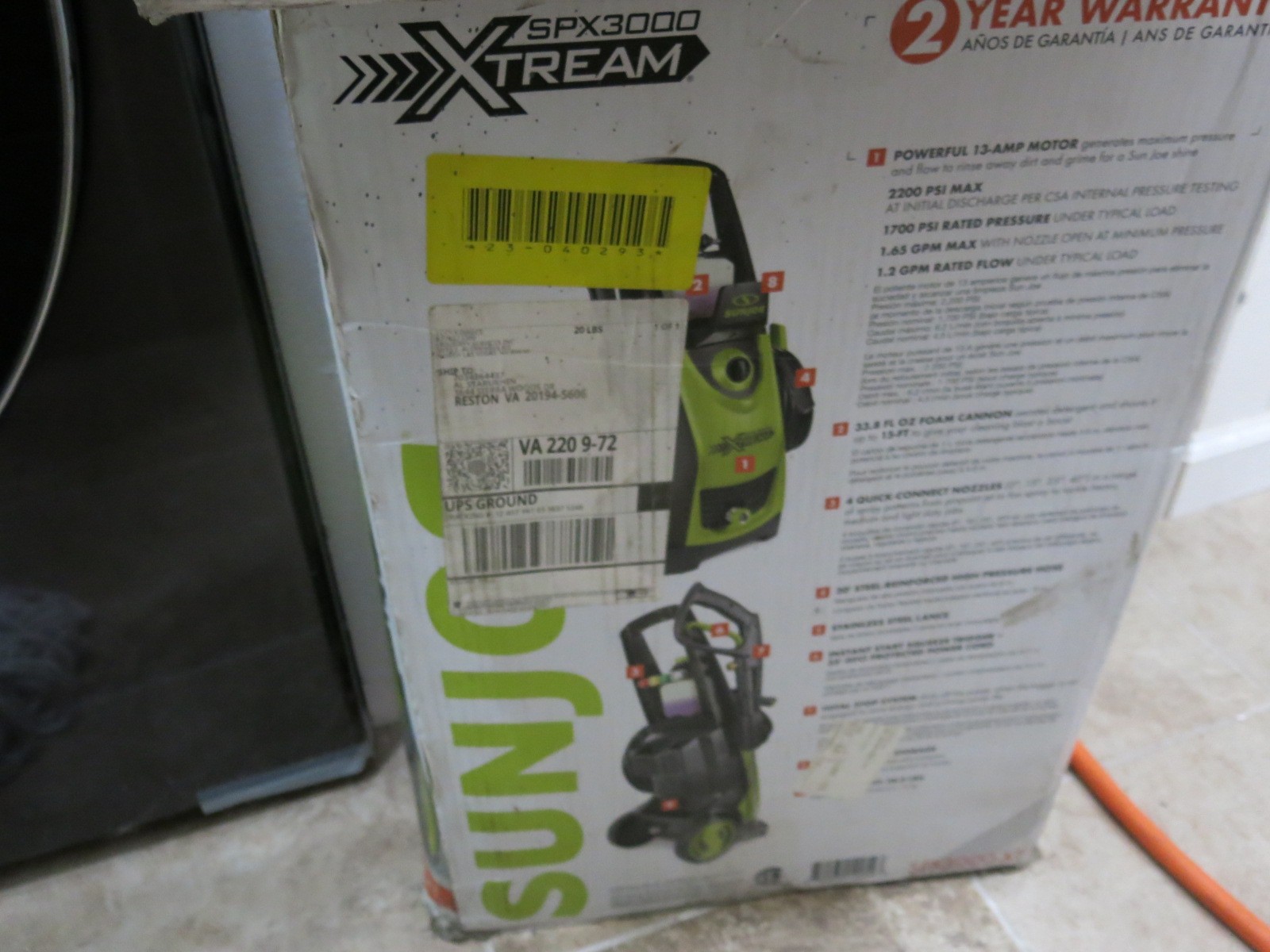 Sun Joe 2200 PSI Electric Powered Pressure Washer, 1.2 GPM Power Cleaner