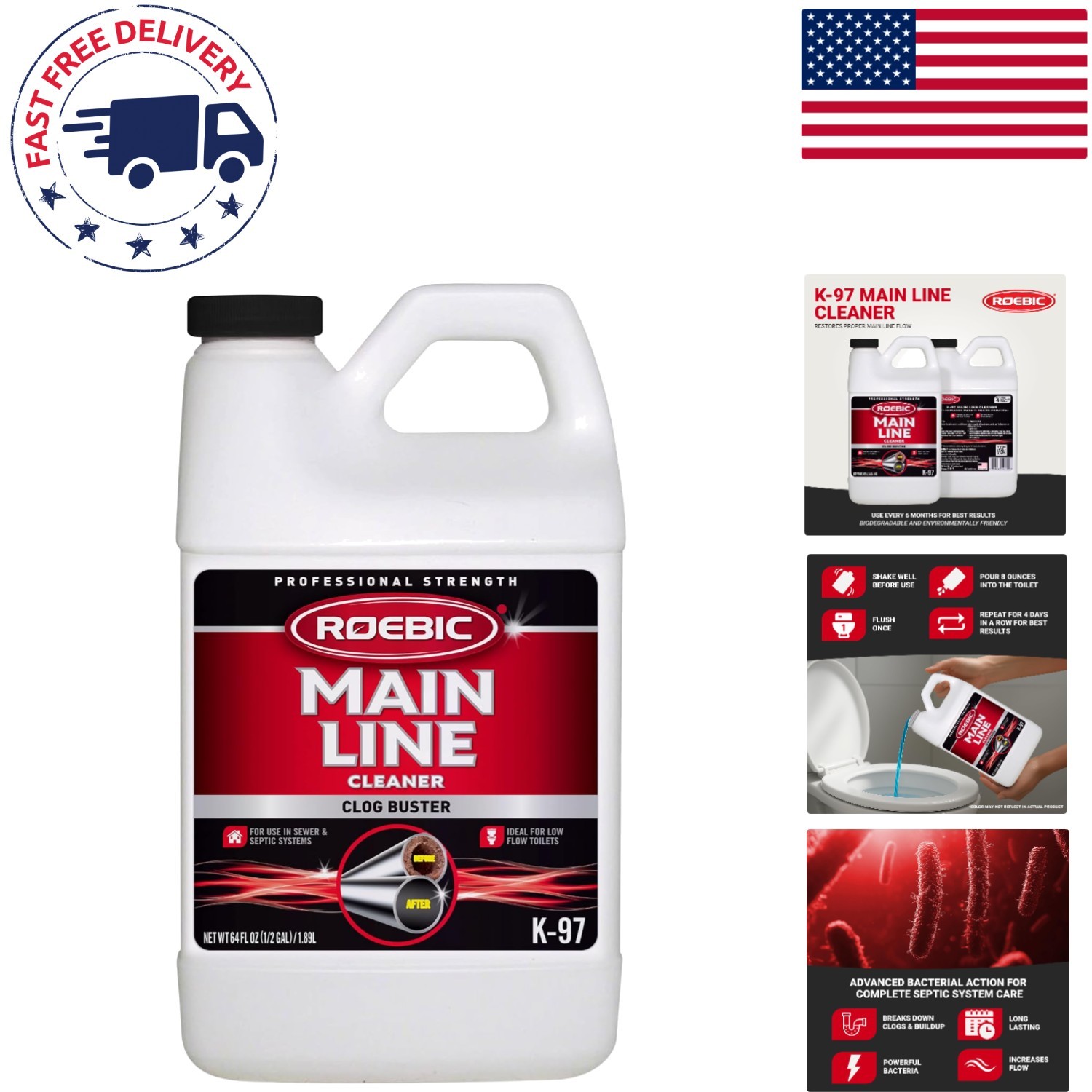 64 fl oz Liquid Septic Tank Cleaner – Prevent Clogs with Easy Application