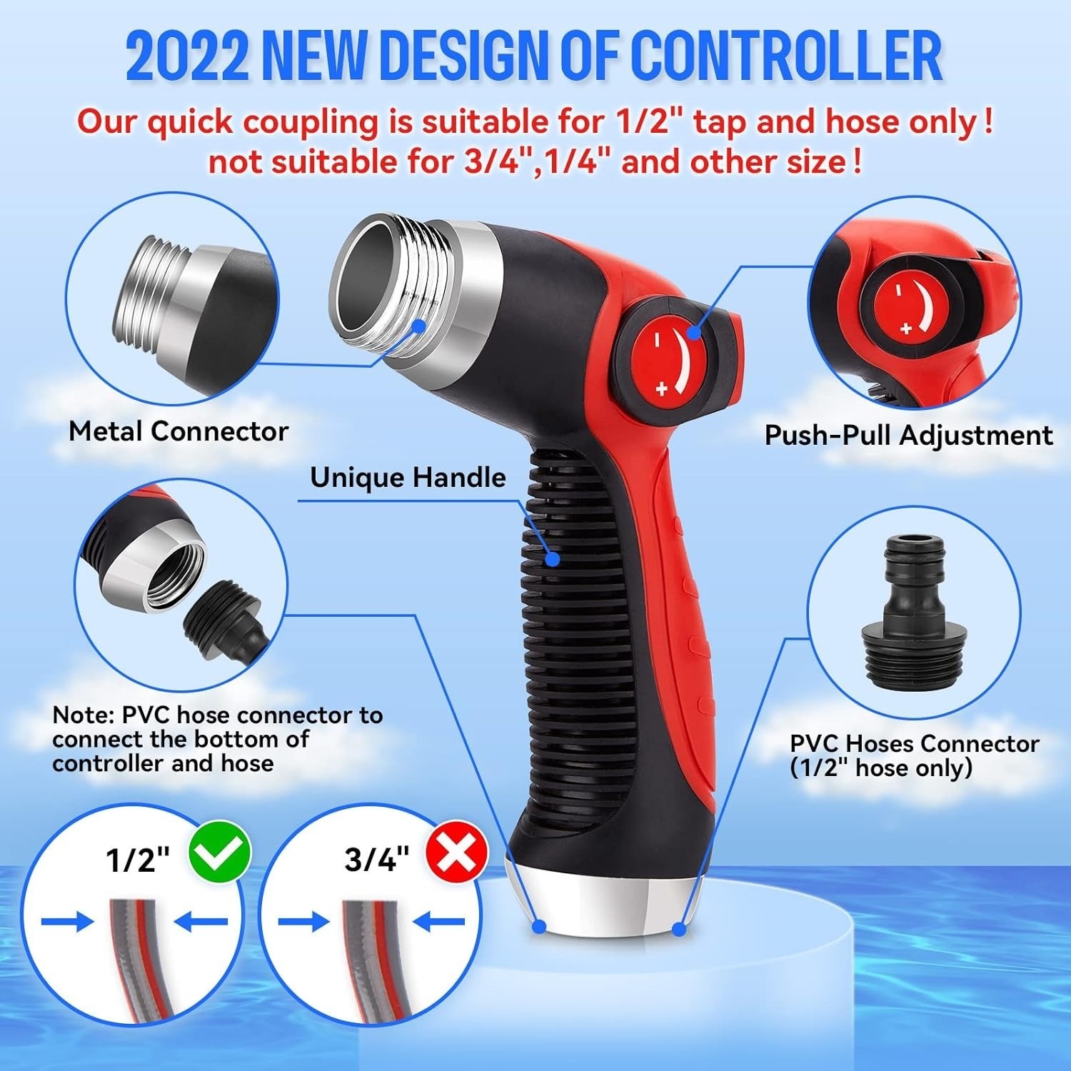 Nozzle Spray Car Wash Gun Cannon Soap Foam Dirt Dust Blaster Hose Thick Sprayer