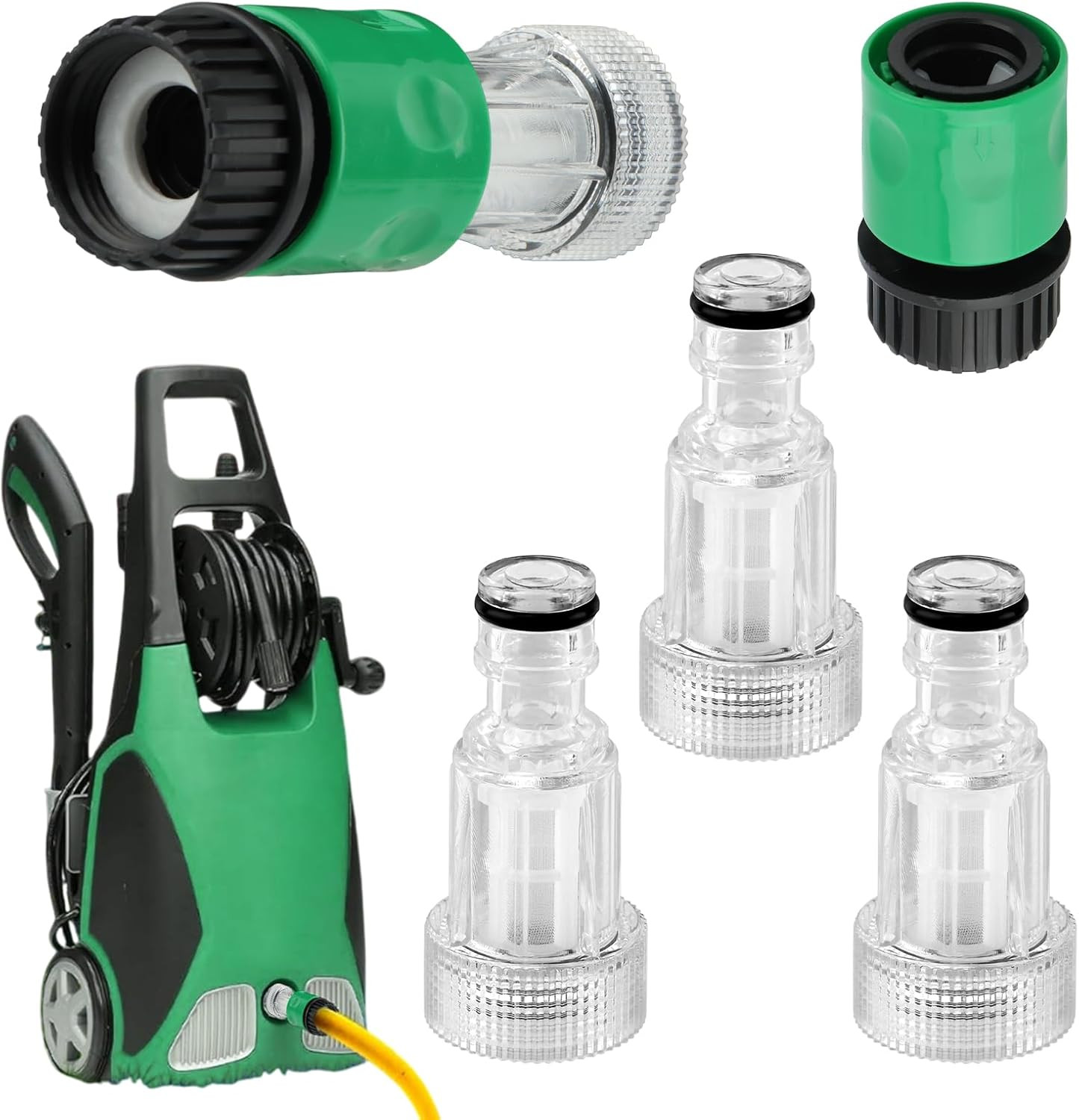 4Pcs 3/4 Inch Quick Connect Pressure Washer to Garden Hose Adapter, Washer Fi…