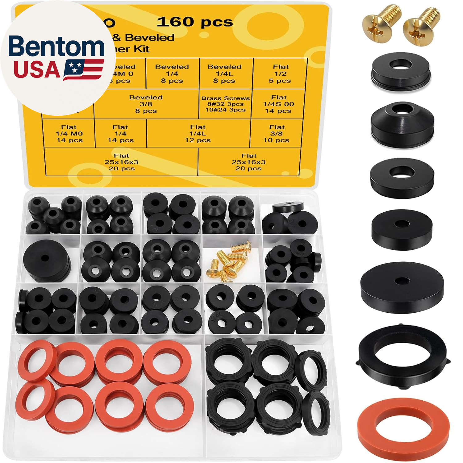 160 Pieces Hose Bib Washer & Faucet Washers Assorted Kit (14 Sizes) – Includes H