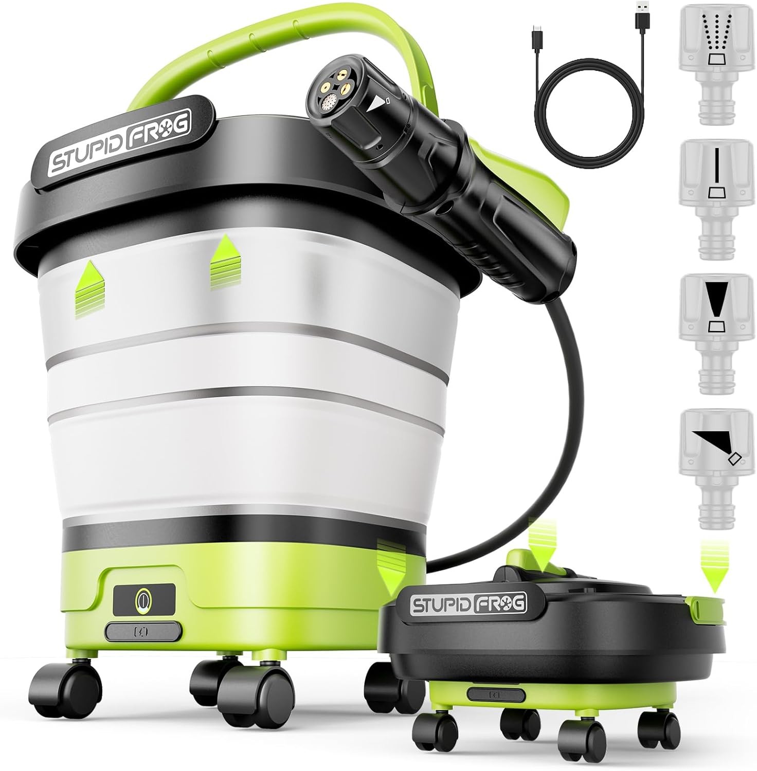 Cordless Portable Pressure Washer, 12L Tank, 4 Nozzles, Battery-Powered Cleaning