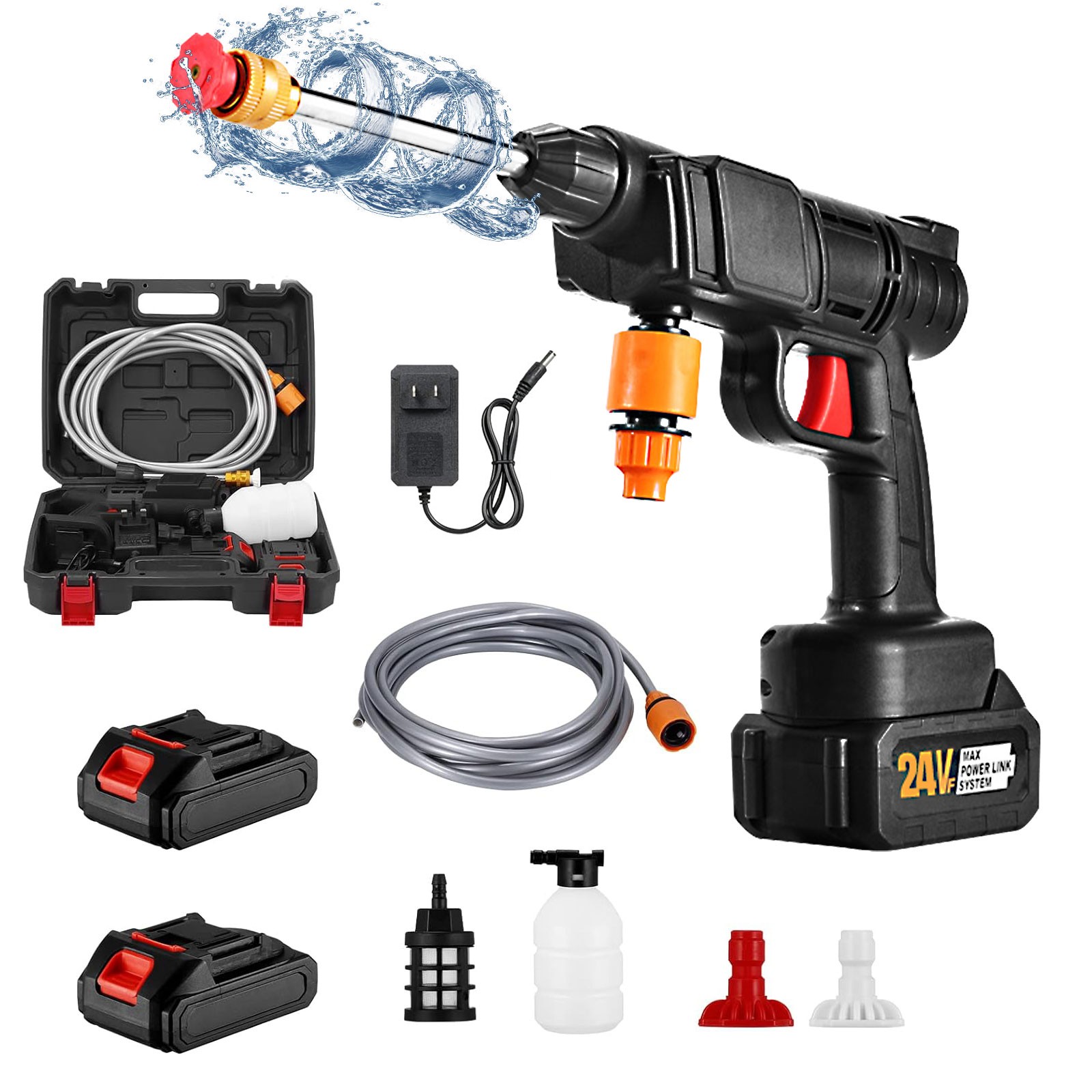 Cordless Water Spray Gun Portable High Pressure Car Washer Cleaner 18000prm 800W