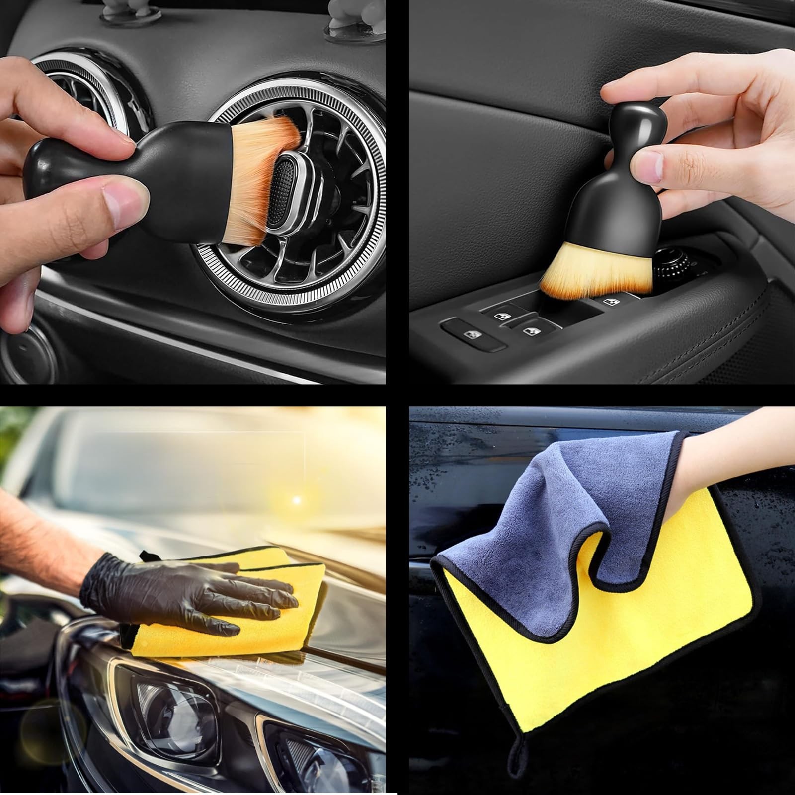 Car Windshield Cleaning Tools, Expandable Window Cleaner kit with 4 blue