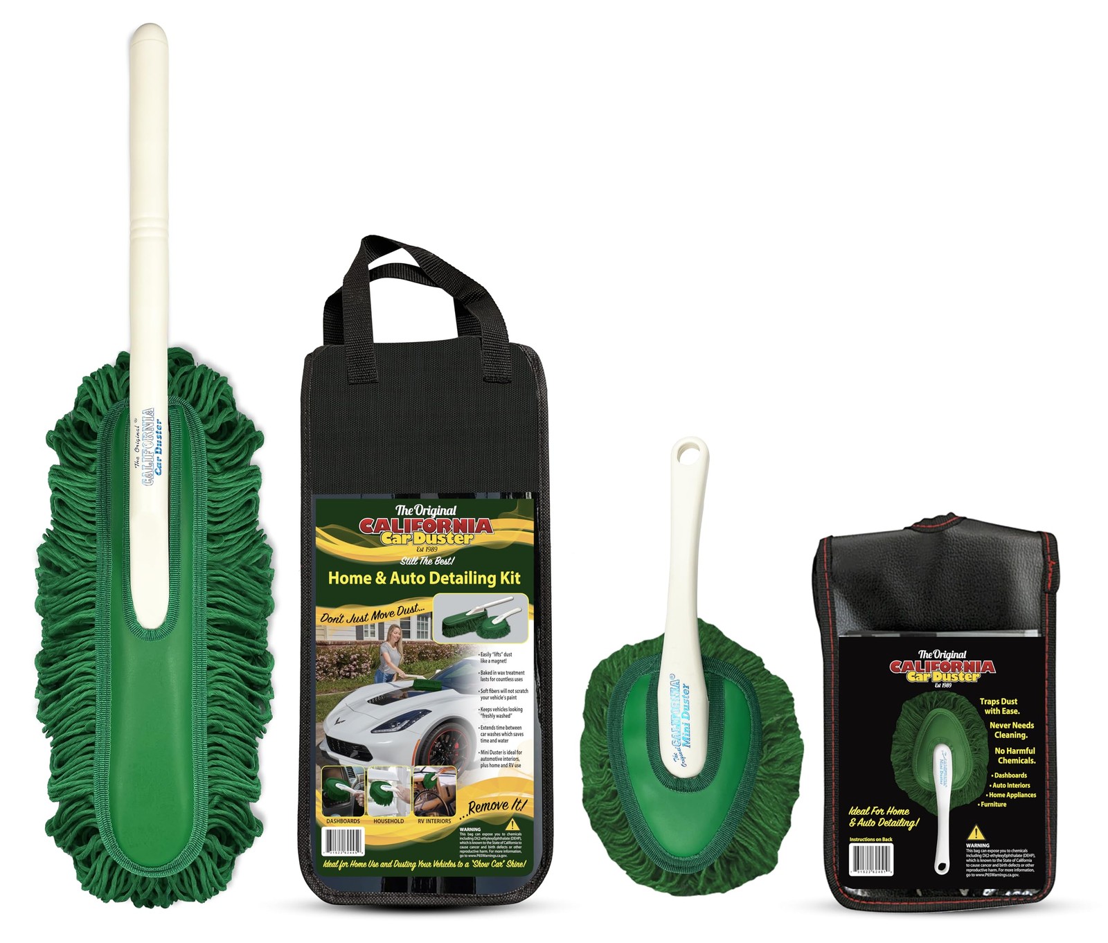 California Car Duster Detailing Combo Plastic Handle with Green Mop and
