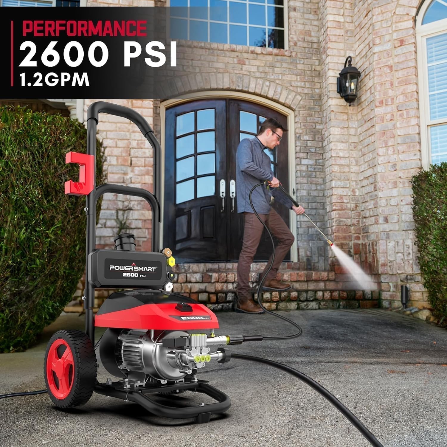 3000 PSI Max Electric Pressure Washer-1.2 GPM Brushless Motor Power Washer